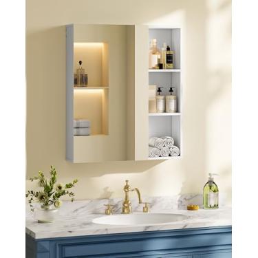 Imagem de CHOEZON Armário de remédios de banheiro com espelho, penteadeira de banheiro montada na parede com espelho, espelho de banheiro com armazenamento, armário de parede de banheiro com prateleiras