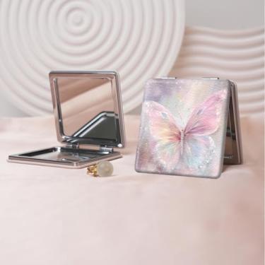 Imagem de Espelho de maquiagem portátil da série Millennium Y2K, mini espelho de maquiagem portátil dobrável, espelho de contorno quadrado portátil de dupla face, adequado para todos usarem em várias ocasiões