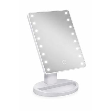 Imagem de Espelho de Maquiagem com LED Portátil Ajustável para Mesa | Iluminação Branca + Base Organizador – Storeasy