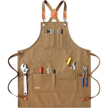 Imagem de Avental de churrasco pesado para homens com bolsos para ferramentas, l