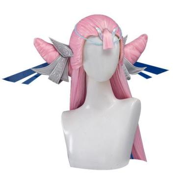 Imagem de Peruca de cosplay longa rosa com acessórios de 75 cm para fantasia de 