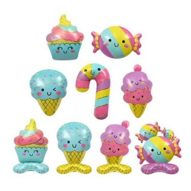 Imagem de Conjunto de balões Kawaii Candy and Ice Cream Foil, 9 unidades  Cute C