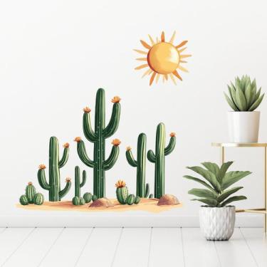 Imagem de Adesivos de parede Tropical Cactus Sun Desert Theme 40x40cm PVC - yiwe