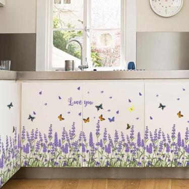 Imagem de Adesivos de parede Flor de lavanda com borboletas Love You 60x105cm - 