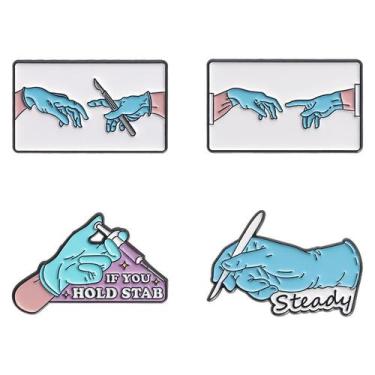 Imagem de Conjunto de broches, tema médico, luvas cirúrgicas e bisturi - yiweisa