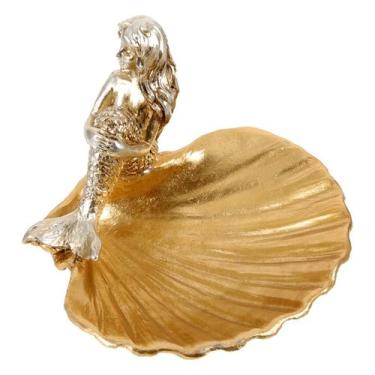 Imagem de Bandeja de joias STOBAZA Mermaid Seashell Resin para mulheres