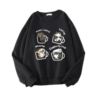 Imagem de Hoodie Estilo Americano Com Estampa De Gato Para Homens E Mulheres, Su