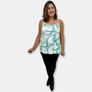 Imagem de Blusa Bata Alça Com Regulagem Viscose Estampada Gg Plus Size - Sarat M