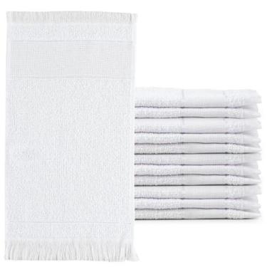 Imagem de Kit 12 Toalhas de Mão Lavabo com Franjinha 23x39cm 100 Algodão - CASA 