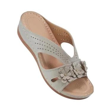 Imagem de Sandálias Casuais Femininas Com Plataforma Em Forma De Flor Confortáve