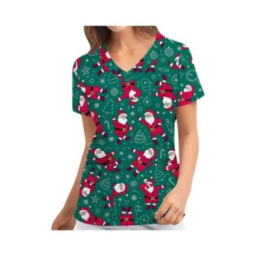 Imagem de Blusas Unissex De Natal Para Enfermeiras Com Estampa De Papai Noel, Un