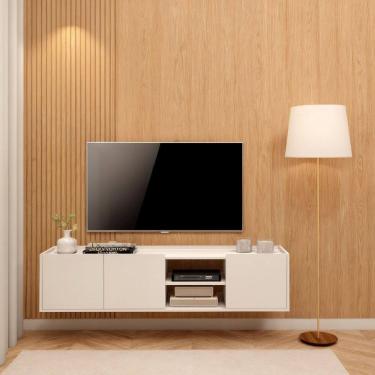Imagem de Rack para Tv 52 Polegadas Moderno com Portas e Nichos Decorativos Branco