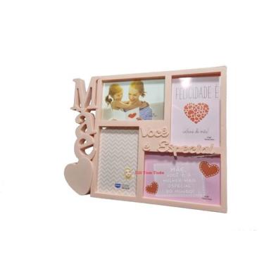 Imagem de Porta Retrato Dia das Mães 4 fotos 10x15 Mural Mamãe Mãe Cor: Rosa - S