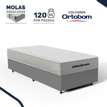 Imagem de Cama Box com Colchão de Molas Ensacadas Ortobom One Face Plenno Solteiro 88cm