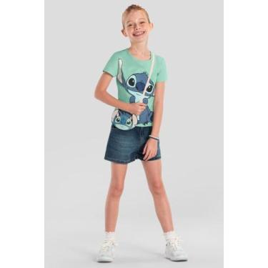 Imagem de Blusa infantil menina do Stitch com bolsinha Brandili, 8, Azul