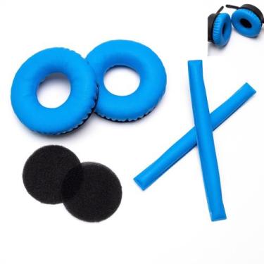 Imagem de Kit de Almofadas para Fones e Arco Azul Voarmaks para Sennheiser HD25