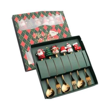 Imagem de Conjunto De Talheres De Aço Inoxidável Com Tema De Natal, Faca, Garfo 