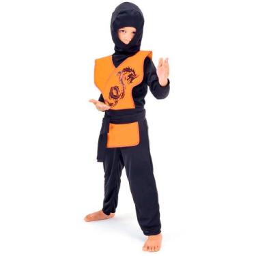 Imagem de Fantasia Ninja Samurai Sombrio Infantil Completa Com Gorro - Fantasias