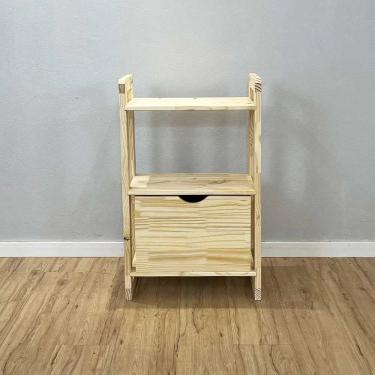 Imagem de Aparador Linea Slim 1 Gaveta 3 Prateleiras Madeira Pinus 53cm Amadeirado Artfactory Design