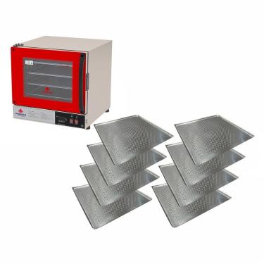Imagem de Kit Forno Turbo de Convecção Progás Prp-004 Plus Vermelho com 8 Assadeiras Cimapi 110V