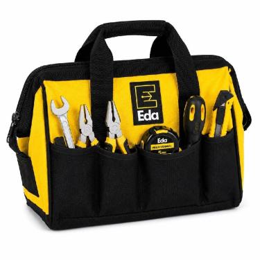 Imagem de Bolsa de Lona para Ferramentas 9SQ 21 Bolsos Fundo Rigido em Aco Carbono Preto EDA Profissional