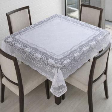 Imagem de Toalha de Mesa Rendada Branca Quadrada 4 Lugares Uvas - Rendam