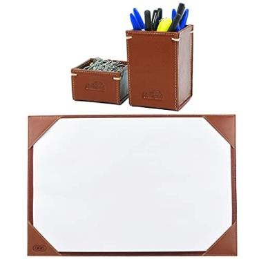 Imagem de Kit Organizador de Mesa TETRIS em Couro (Marrom Pinhão)