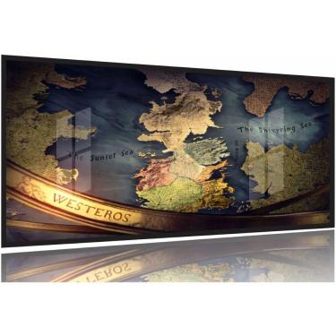 Imagem de Quadro Mapa Game Of Thrones Westeros Decorativo 130x60 Moldura Preta 2x2