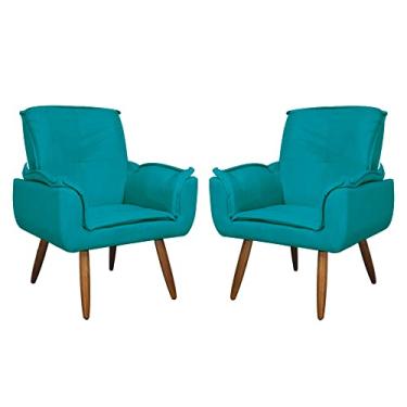 Imagem de Kit 02 Poltronas Decorativa Emília Plus Suede - Ds Estofados