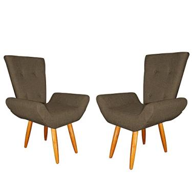 Imagem de Kit 02 Poltronas Decorativa Emília Barca Linho Diversas Cores - Ds Estofados