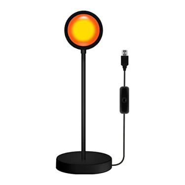 Imagem de Lâmpada de pôr do sol usb com 4 pçs filmes de cores diferentes projetor de rotação de 360 graus por do sol luz led lâmpada de projeção arco-íris para festa de fotografia