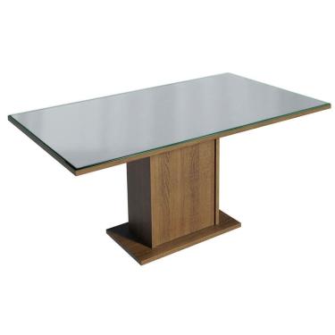 Imagem de Mesa de Jantar Retangular Tampo de Vidro Madesa 5363 - Rustic/Cinza