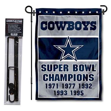 Imagem de WinCraft Suporte para bandeira de jardim e mastro do Dallas Cowboys 5 Time Champions