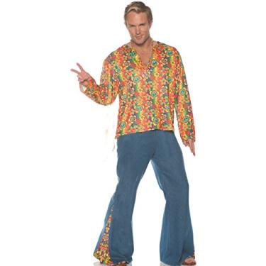Imagem de UNDERWRAPS Fantasia hippie masculina divertida dos anos 60 - Boogie Down, Multi, Double X-Large