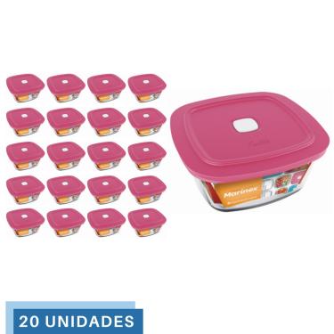 Imagem de 20 Potes Vidro Facilita Quadrado Marmita 500Ml Marinex