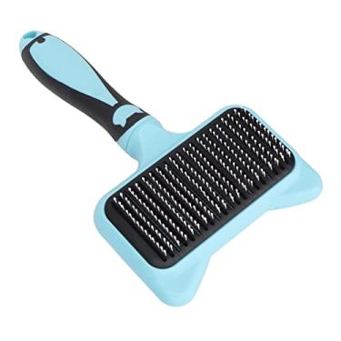 Imagem de Escova de Limpeza para Gatos, Dentes de Aço Inoxidável, Autolimpeza, Aderência Confortável, Escova de Pente Portátil para Animais de Estimação, Fácil de Limpar, Função de Massagem para (Azul)