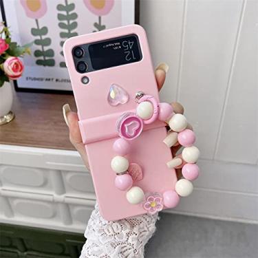 Imagem de Linda caixa de telefone com pulseira de coração para Samsung Galaxy Z Flip 4 capa corrente de mão para Z Flip4 Flip4 pulseira protetora, DS512,4, para Z Flip 4