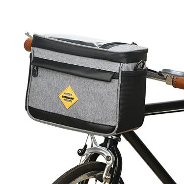 Imagem de DOYING Bolsa térmica isolada para bicicleta para ciclismo Bolsa para guiador resistente à água para bicicleta Bolsa para bicicleta frontal Bolsa com suporte para telefone de bicicleta