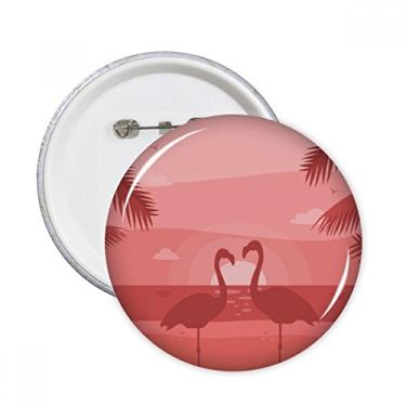 Imagem de Crachá de flamingo para casal, vermelho, crepúsculo redondo, decoração de roupas, 5 peças, presente