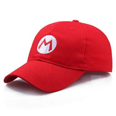 Imagem de Boné de beisebol Super-Q Mario Bros adulto fantasia cosplay Halloween chapéu (vermelho)