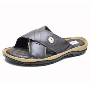 Imagem de Chinelo Masculino em couro forrado soft 461 CL marrom-Masculino