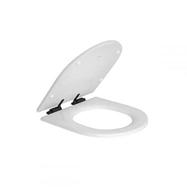 Imagem de Assento Poliéster Slow Close com Microban para Bacias Carrara/Duna/LK/Level/Nuova, Branco/Black Noir, AP.237.BL.NO.17, Deca