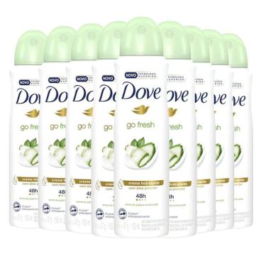 Imagem de Kit 9 Desodorantes Aerosol Dove Go Fresh Pepino E Chá Verde 150ml
