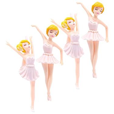 Imagem de Alipis 4Pcs Dançarina Bolos Toppers Sobremesa Ornamento Estatuetas De Balé Escultura Acessórios Para El Auto Carro Chaveiro Decoração Para Carro Pvc Musgo Tanque De Peixes