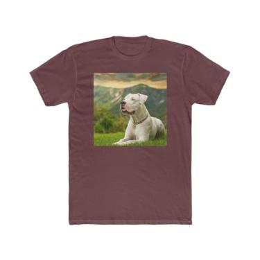 Imagem de Dogo Argentino - Camiseta masculina justa de algodão, Marrom liso, XXG