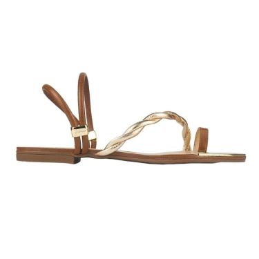 Imagem de Sandália Rasteira Luz da Lua Tira Trançada Ambar