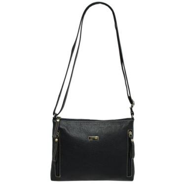 Imagem de Bolsa Feminina Couro Transversal Bls294 4 Ziperes - Doras Bolsas, Azul