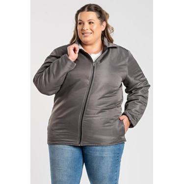 Imagem de Jaqueta Feminina Plus Size Dupla Face Microfibra - Serena, G4, Grafite