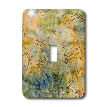 Imagem de 3dRose LLC lsp_80269_1 Interruptor de botão único com folhas de corante dourado azul N verde