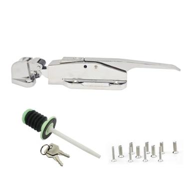 Imagem de Adontze Maçaneta de porta de refrigerador, maçaneta de porta de freezer, travas de porta de freezer, adequado para fechaduras de porta de freezer, deslocamento de -1/20.3 cm a 1/10.2 cm (prata, 1/8 em